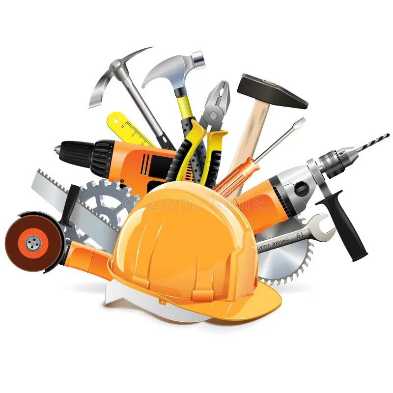 vector construction tools helmet white background 59750949